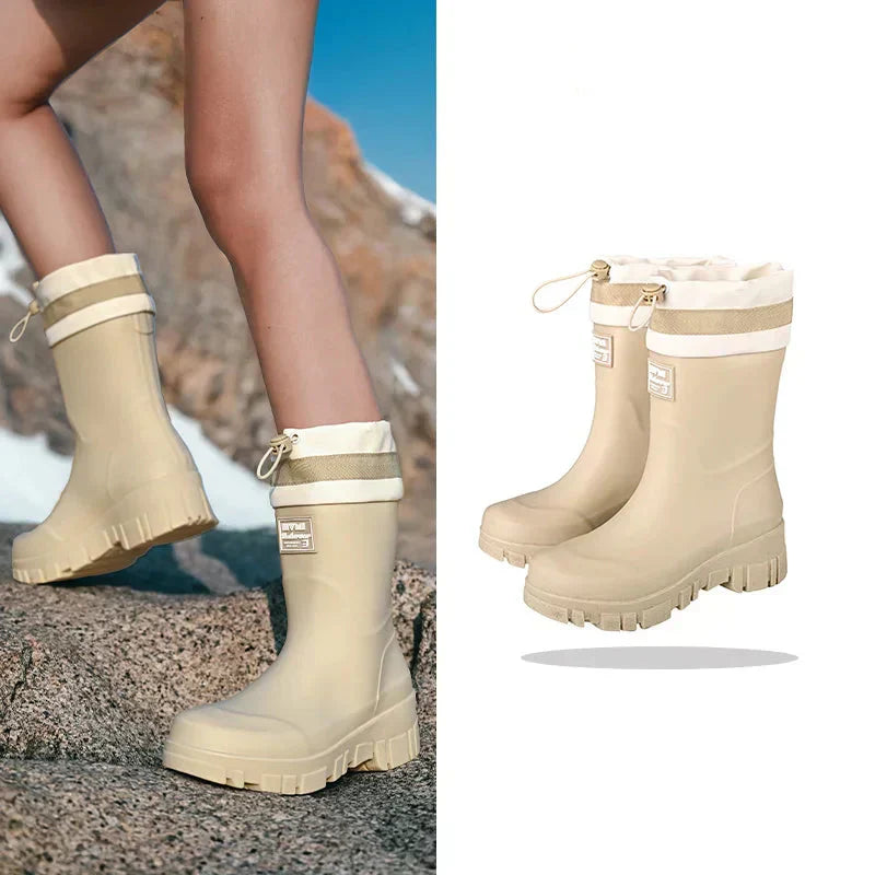 EB | Damen wasserdichte Retro-Look Gummistiefel mit rutschfester Sohle