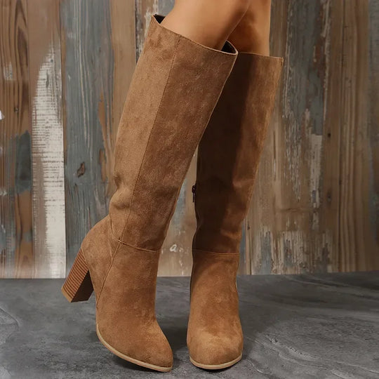 EB | Hohe Dicke Absatzstiefel für Frauen