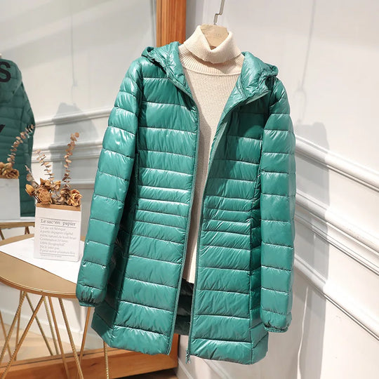EB - Lange Daunenjacke für Frauen mit Kapuze