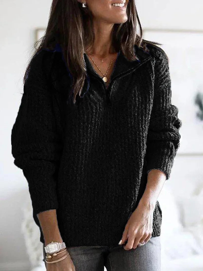 EB | Halber Reißverschluss Strickwinterpullover