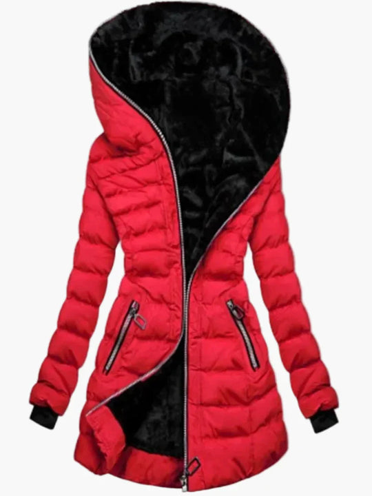 EB | Winter Steppjacke mit Kapuze und Asymmetrischem Reißverschluss - Modische Outdoorjacke für Kalte Tage