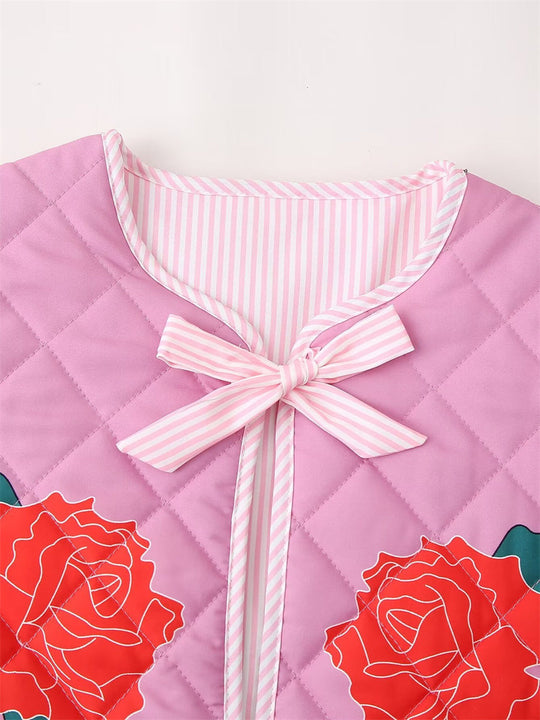 EB | Mantel Rosa Damen mit Patchwork und Schleife