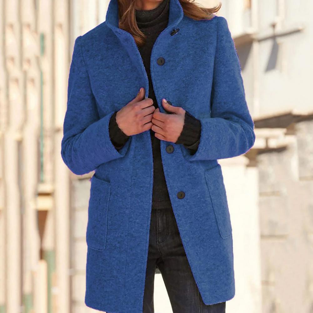 EB | Elegante Lange Jacke mit Stehkragen
