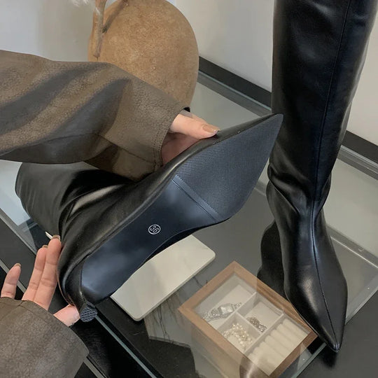 EB | Knielange Dünne Absatzstiefel