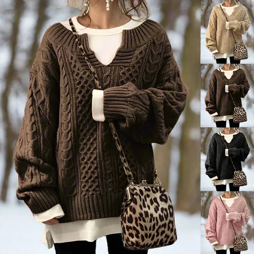 EB | Strickpullover Oversized Kabelstrick Weich und Warm Lässige Passform