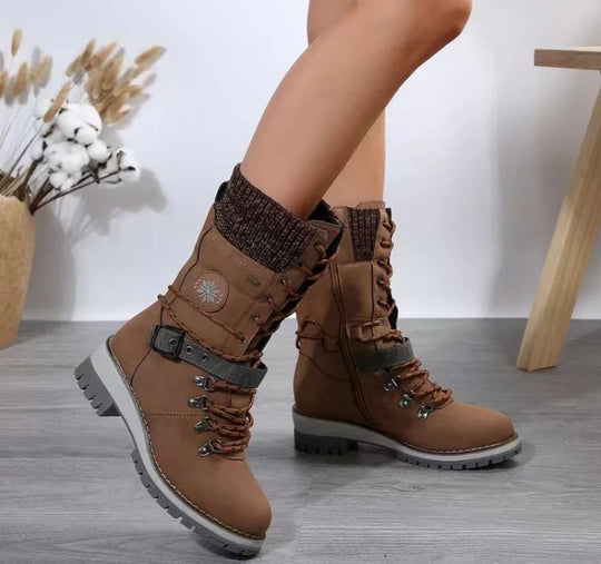 EB | Schnürstiefel mit Schnallenriemen und Warmem Futter
