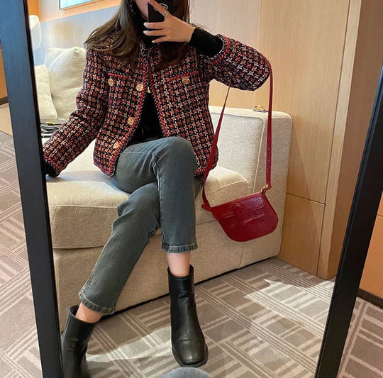 EB | Elegante Kariertes Kurzjacke