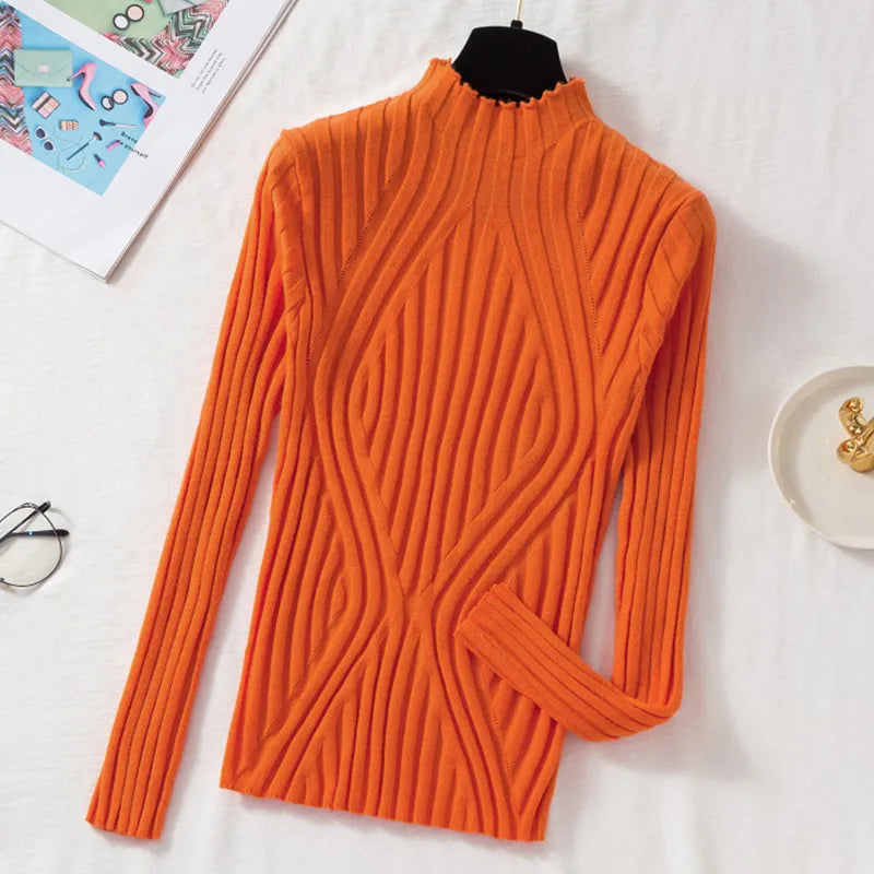 EB | Damen Strickpullover mit Rollkragen und Langen Ärmeln