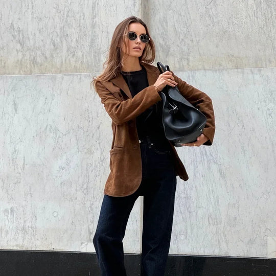 EB | Braune Wild jacke Mit Revers Chic Und Warm