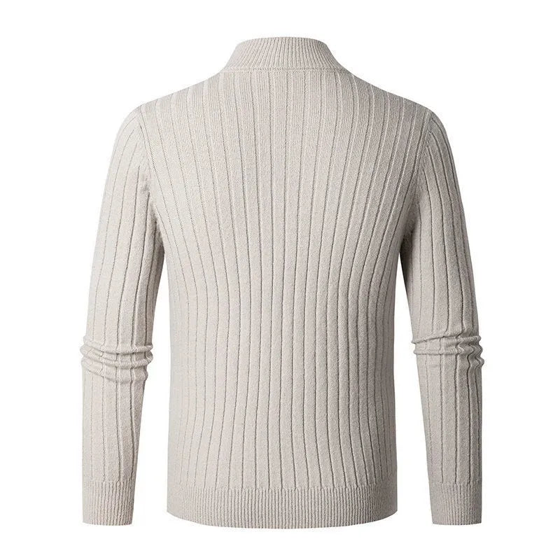 EB | Knitted Sweater With Stand-Up Collar And Half-Zip - Elegant Casual And Business Look