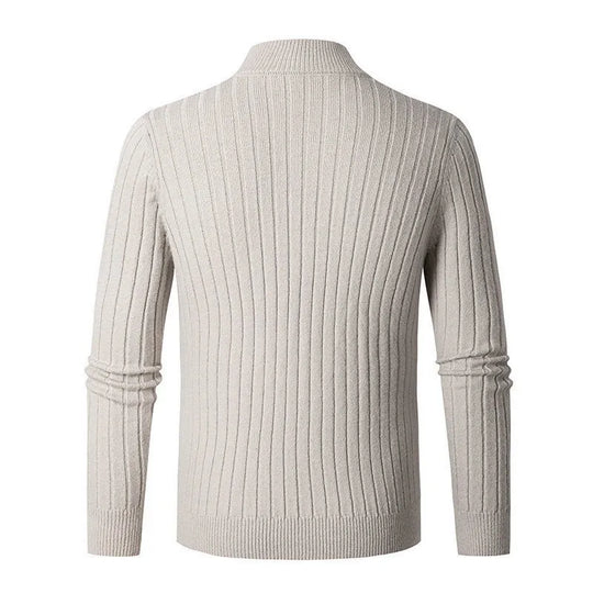EB | Knitted Sweater With Stand-Up Collar And Half-Zip - Elegant Casual And Business Look