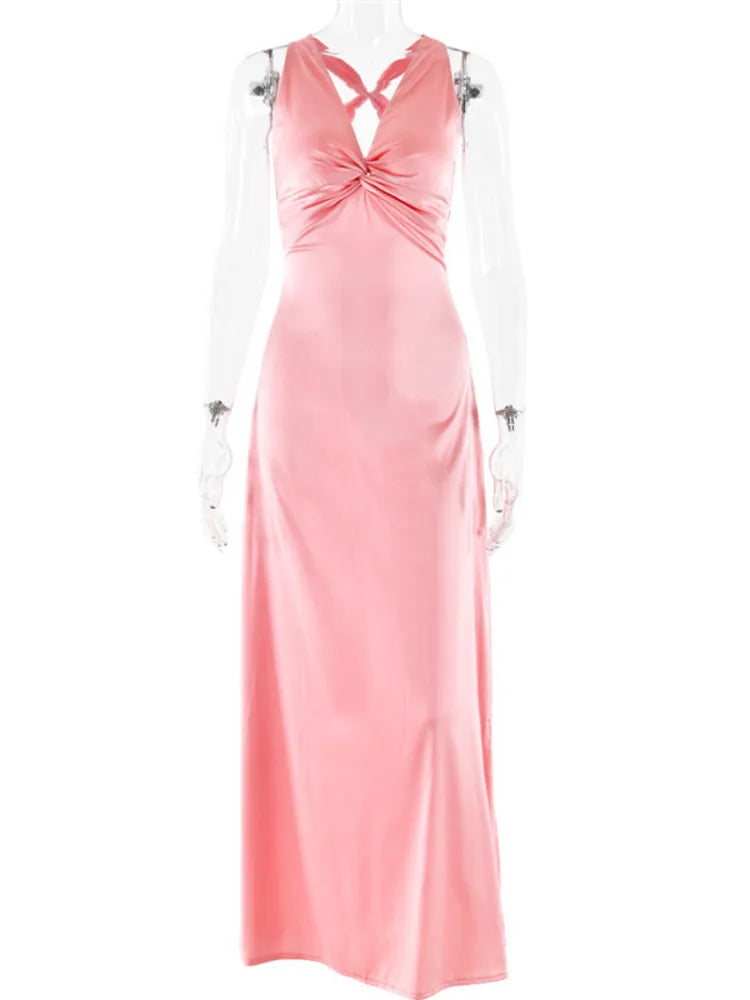 EB | Schleife Rückenfrei Abend Maxi Kleid