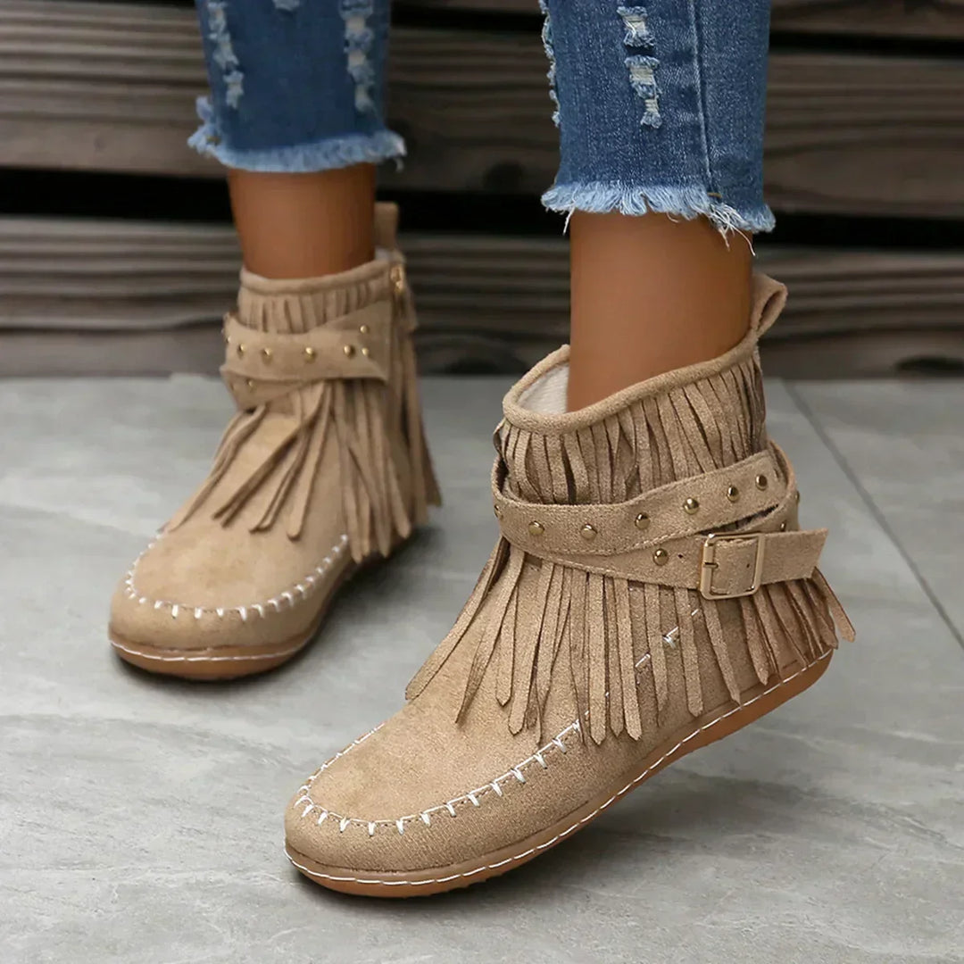 Ankle Boots Mit Fransen Und Nieten EB