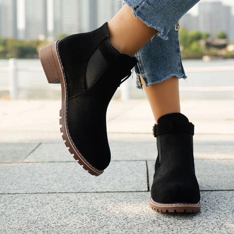 EB | Runde Zehen Plattform Freizeitstiefel für Frühling und Herbst