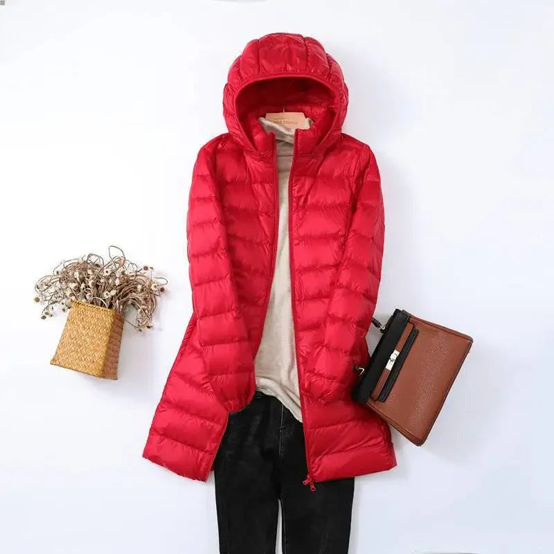 EB | Damen Tragbarer Puffer-Mantel mit Abnehmbarer Kapuze