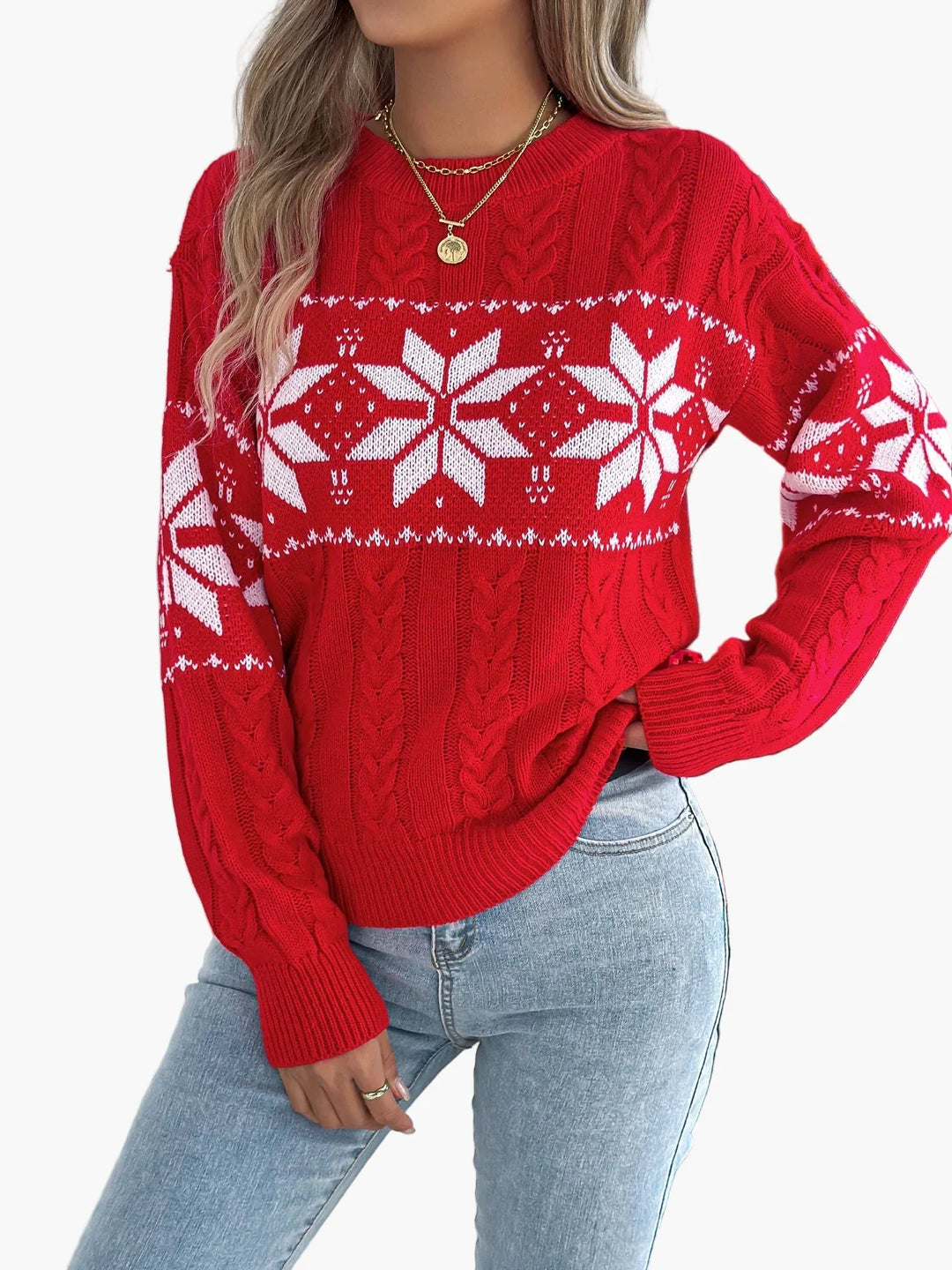 EB | Winterpullover mit Norwegermuster - Gemütlicher Strickpullover für Weihnachten & Alltag