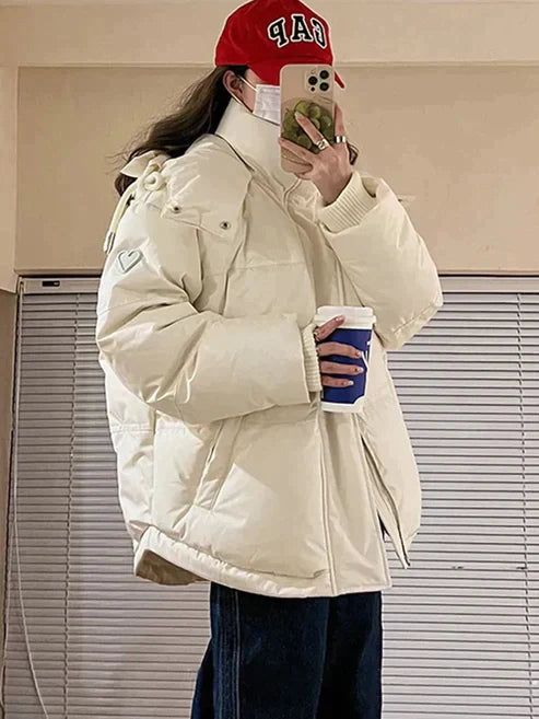 EB | Steppjacke mit Kapuze und Reißverschluss für Frauen Ideal für die Wintersaison