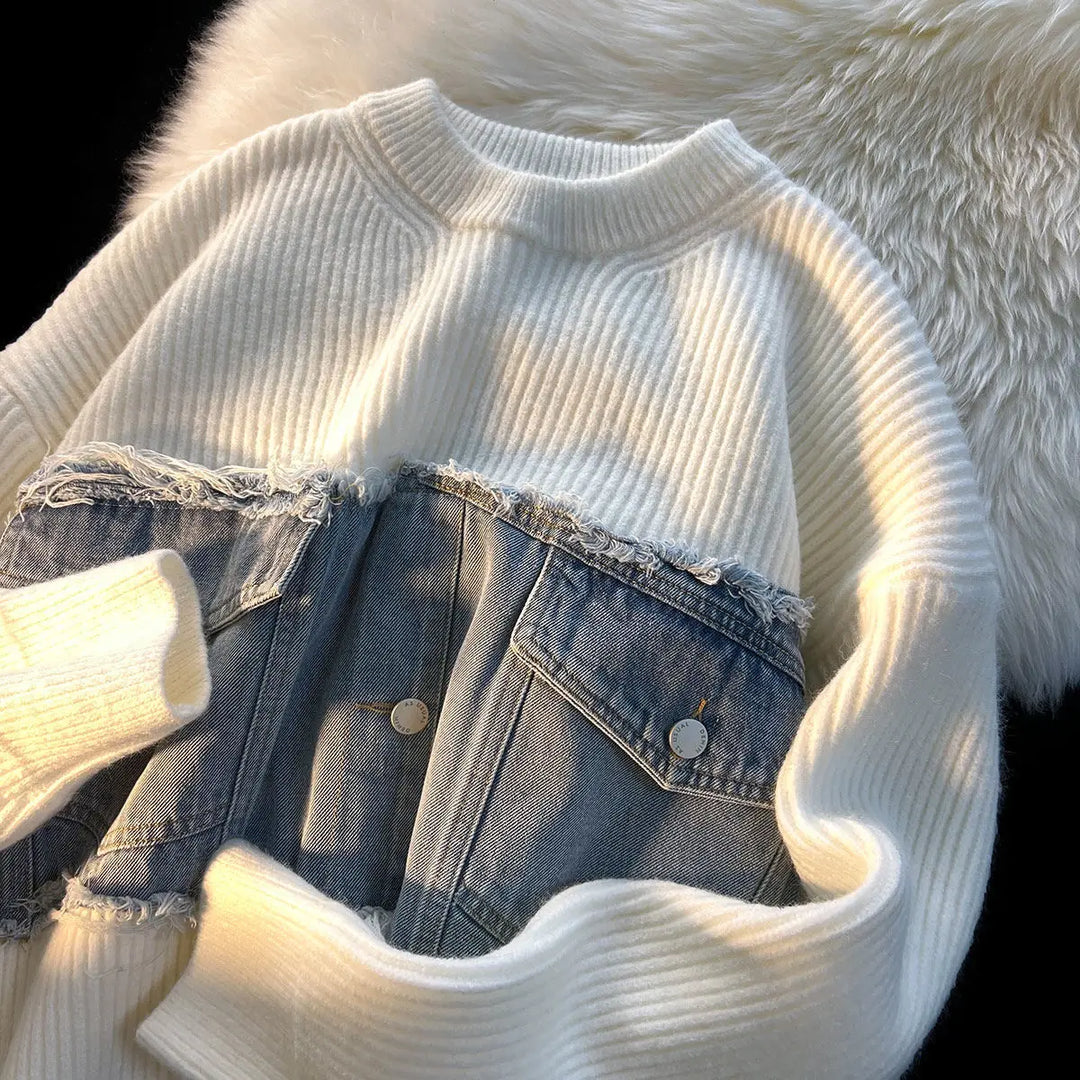 EB | Denim Patchwork Pullover
