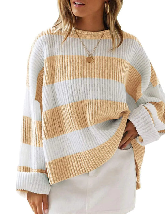 EB | Sweater - Oversized Gestreifter Strickpullover