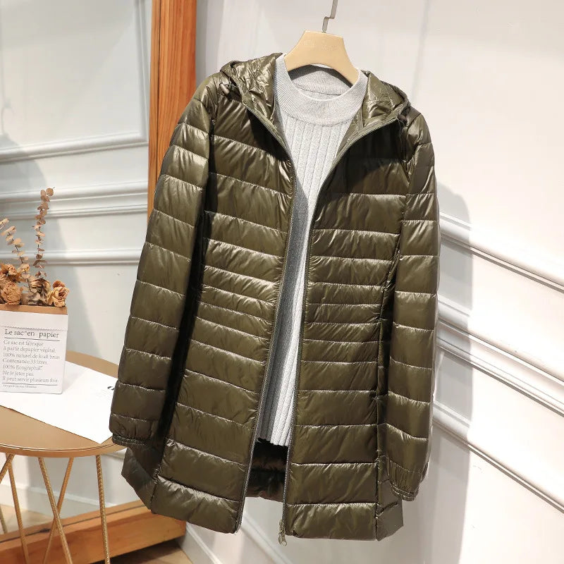 EB - Lange Daunenjacke für Frauen mit Kapuze