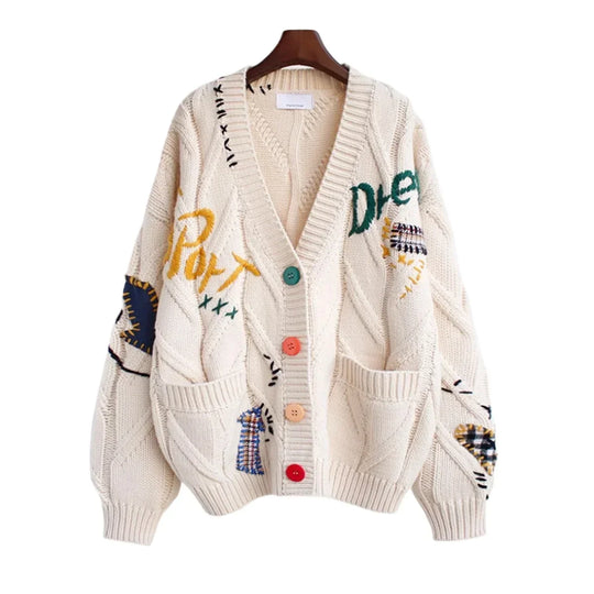 EB | Patchwork Bestickte Strickjacke