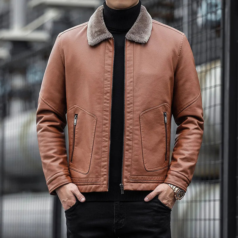 EB | Leder Herrenjacke mit Kragen