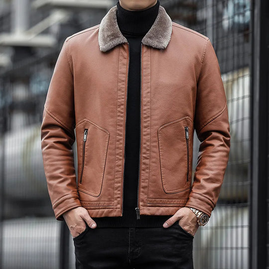 EB | Leder Herrenjacke mit Kragen