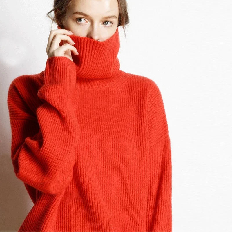EB | Oversized Stil Rollkragenpullover für Freizeit und Büro