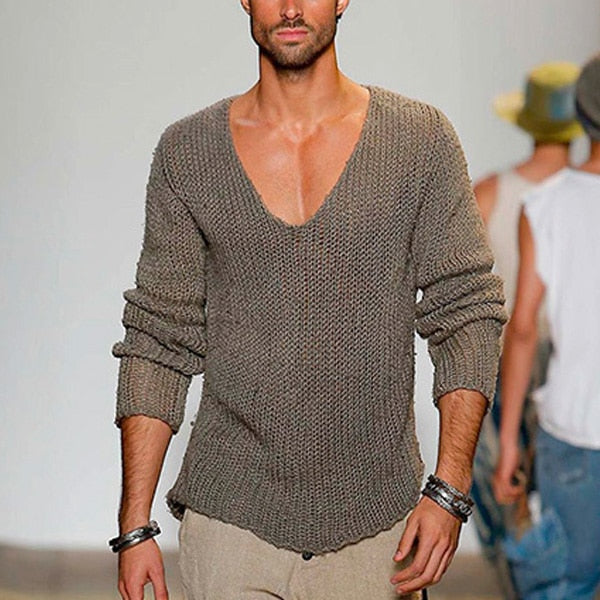 EB | Niedriges V-Ausschnitt Strickpullover