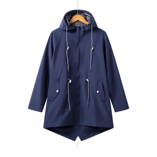 EB | Damen Kapuze Wasserdichter Trenchcoat Lässig