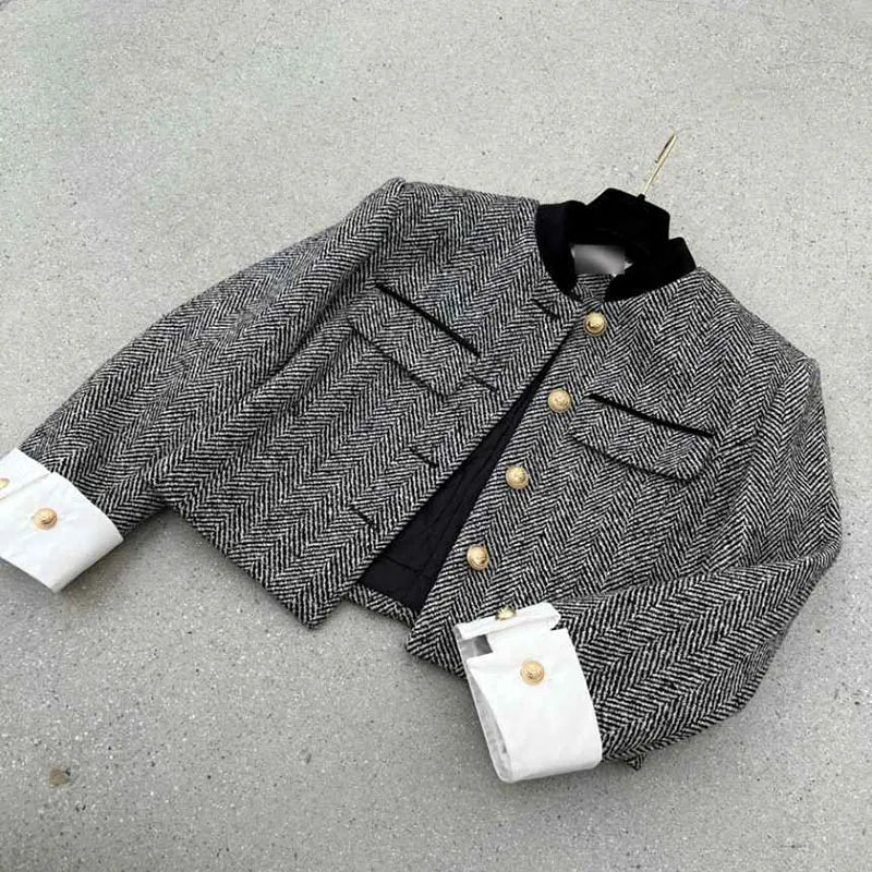 EB | Karierte Jacke mit Metallknöpfen