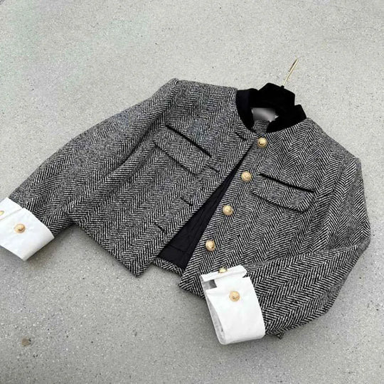 EB | Karierte Jacke mit Metallknöpfen