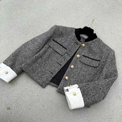 EB | Karierte Jacke mit Metallknöpfen