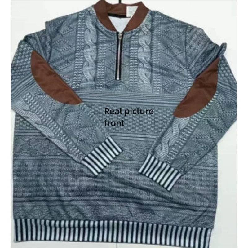 EB | Halbzipper Pullover - Modischer Strick-Look für Herbst und Winter, Warmes Sweatshirt mit Stehkragen und Ellbogen-Patches, Freizeit & Alltag