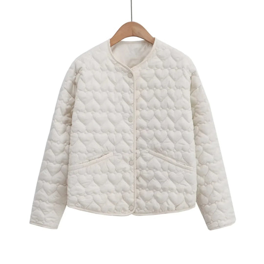 EB | Steppjacke mit Herzen – Leichter Puffer mit Druckknöpfen