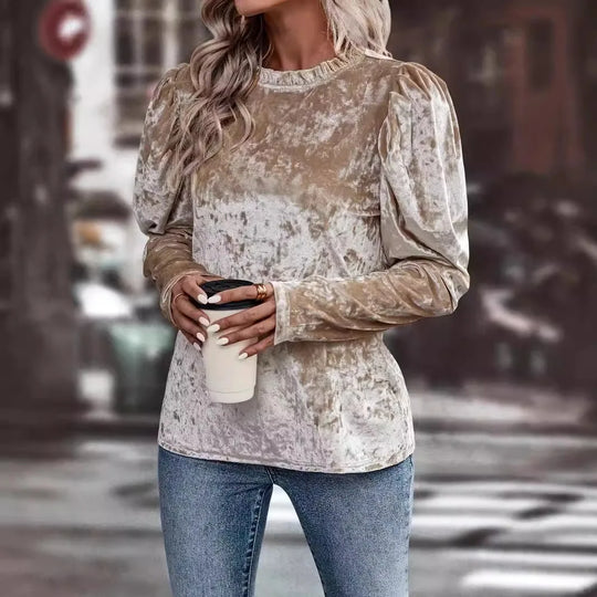 EB | Samtbluse mit Puffärmeln Einzigartiges Design Weich und Elegant