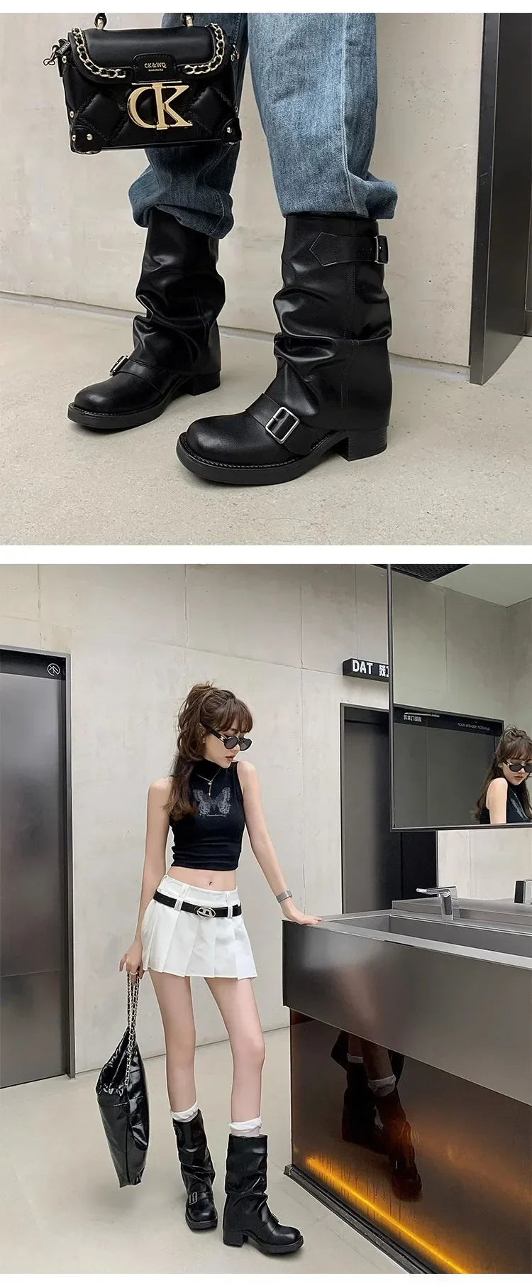 EB | Falten Mid-Calf Stiefel