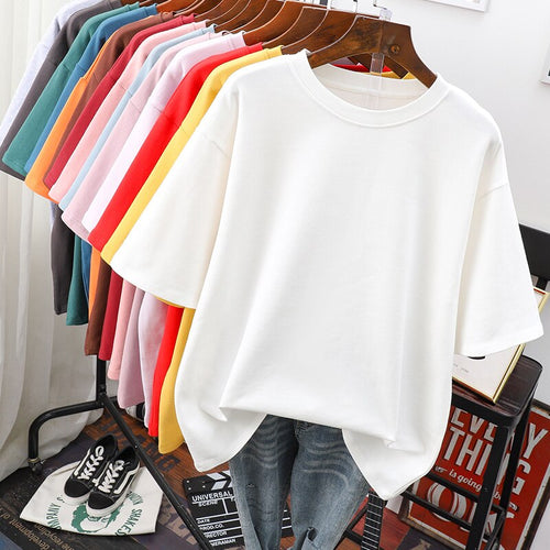 EB | Oversized Baumwoll-Basic-T-Shirt für Damen