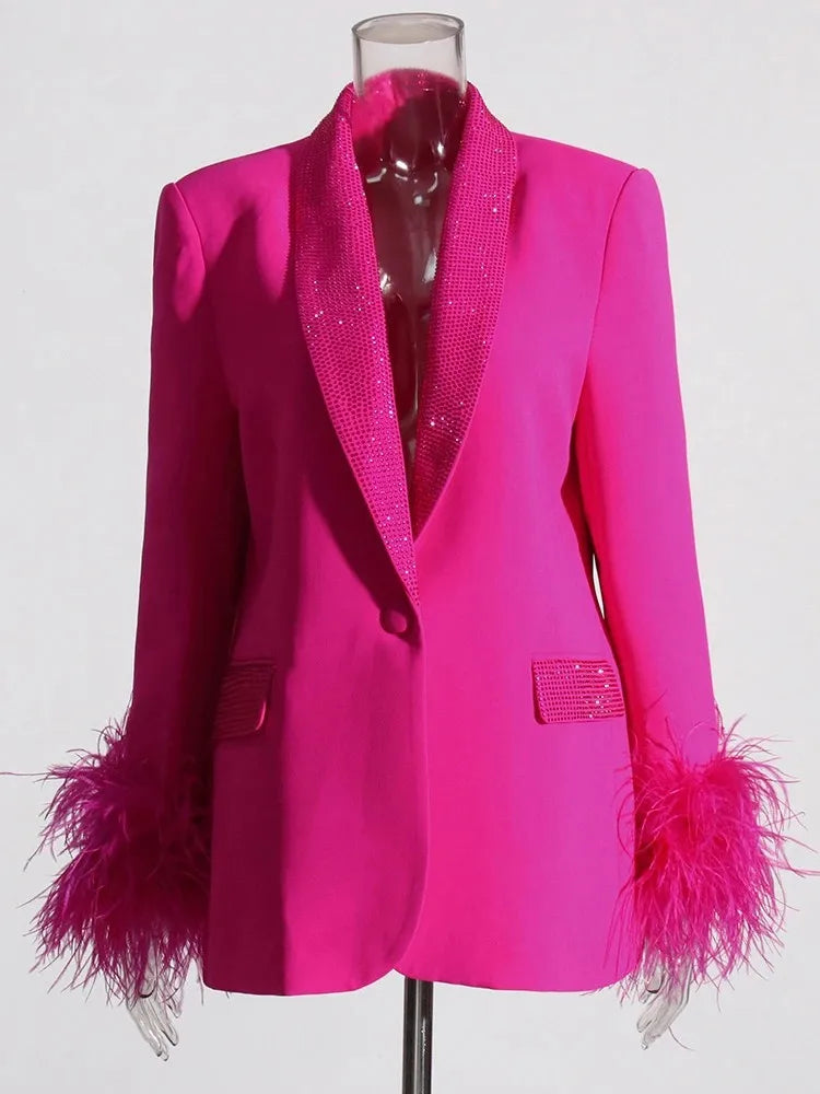 EB | Langarm Patchwork-Blazer mit Rautenmuster