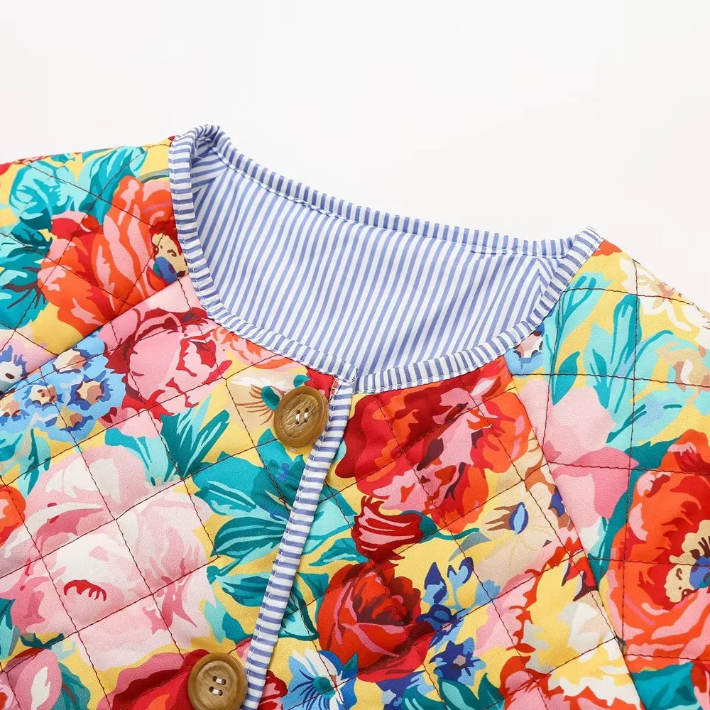 EB | Sprudelnde Jacke mit Blumenmuster Mehrfarben Baumwolle Mutig und Trendy