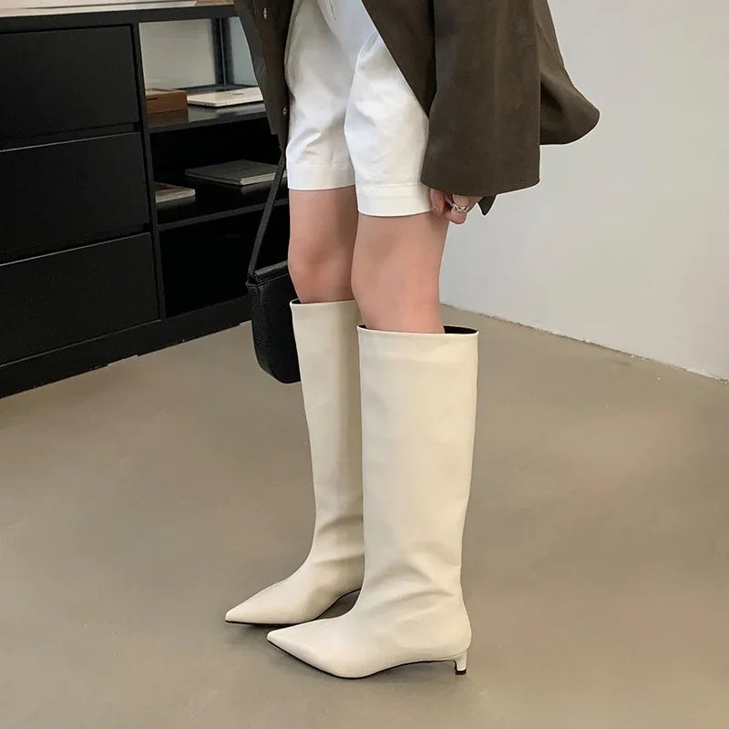 EB | Knielange Dünne Absatzstiefel