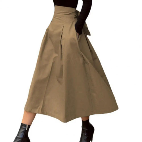 EB | Einfarbiger Midi-Rock Damen Sommerrock Hohe Taille A-Linie Rock für Damen Knöchellanger Rock Faldas Larga