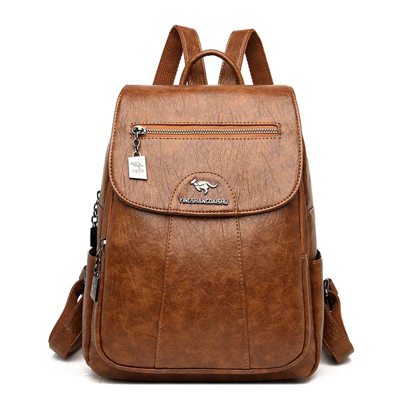 EB | Großer Leder Rucksack mit Diebstahlschutz für Damen