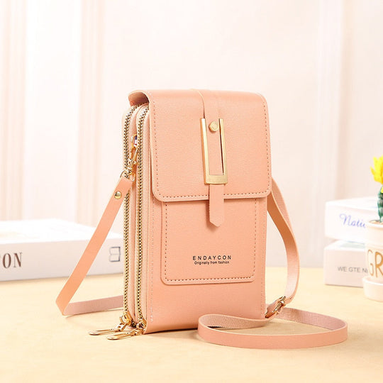 EB | Leder Smartphone Clutch Damen Handtasche mit Touchscreen-Fenster