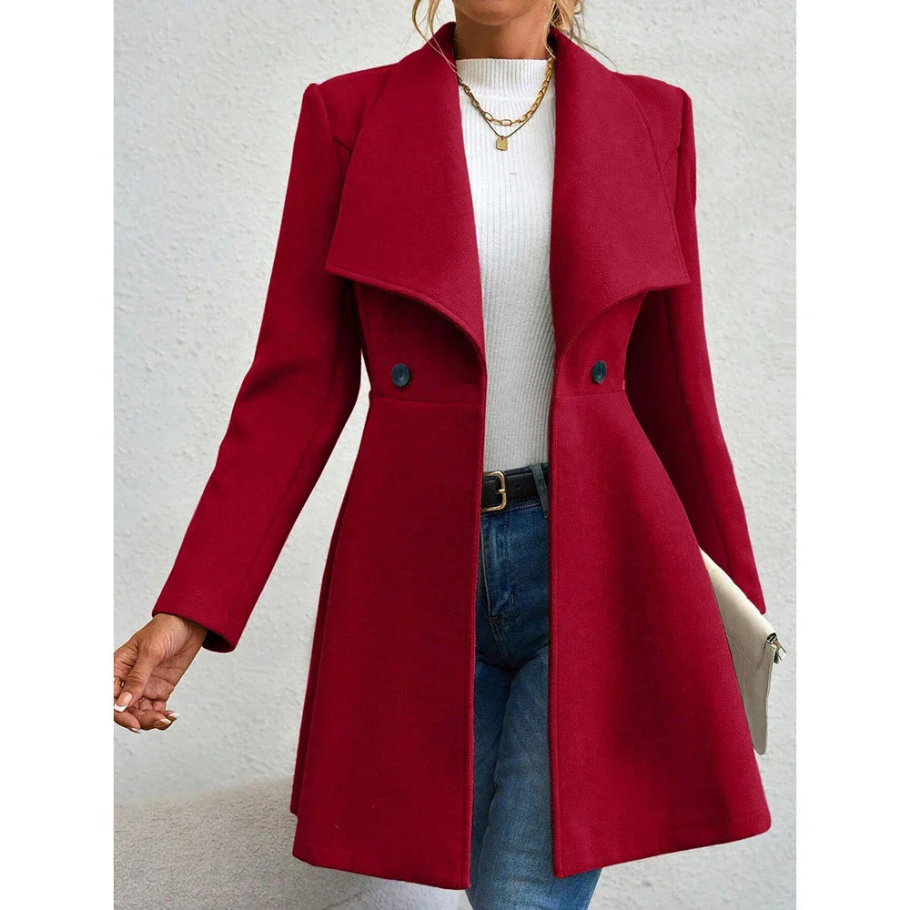 EB | Elegante Wollmantel mit Taillenschnitt Weicher Wollmix Klassisch und Sofistiziert