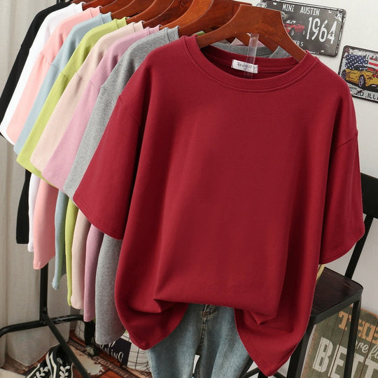 EB | Oversized Baumwoll-Basic-T-Shirt für Damen