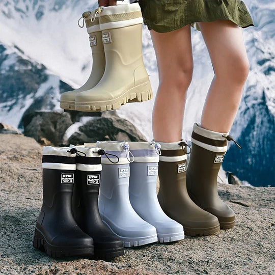 EB | Damen wasserdichte Retro-Look Gummistiefel mit rutschfester Sohle