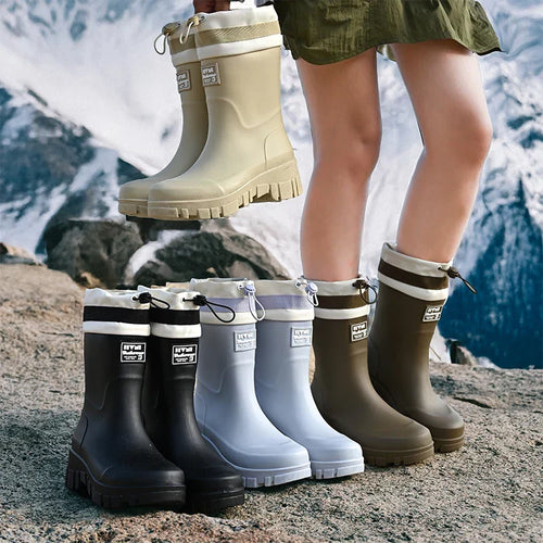 EB | Damen wasserdichte Retro-Look Gummistiefel mit rutschfester Sohle