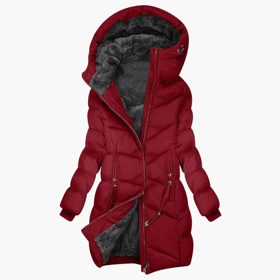 EB | Wintermantel Lang Steppjacke mit Kapuze - Winddichter, Warmer Outdoor Parka