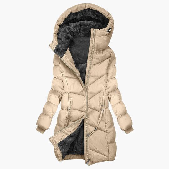 EB | Wintermantel Lang Steppjacke mit Kapuze - Winddichter, Warmer Outdoor Parka
